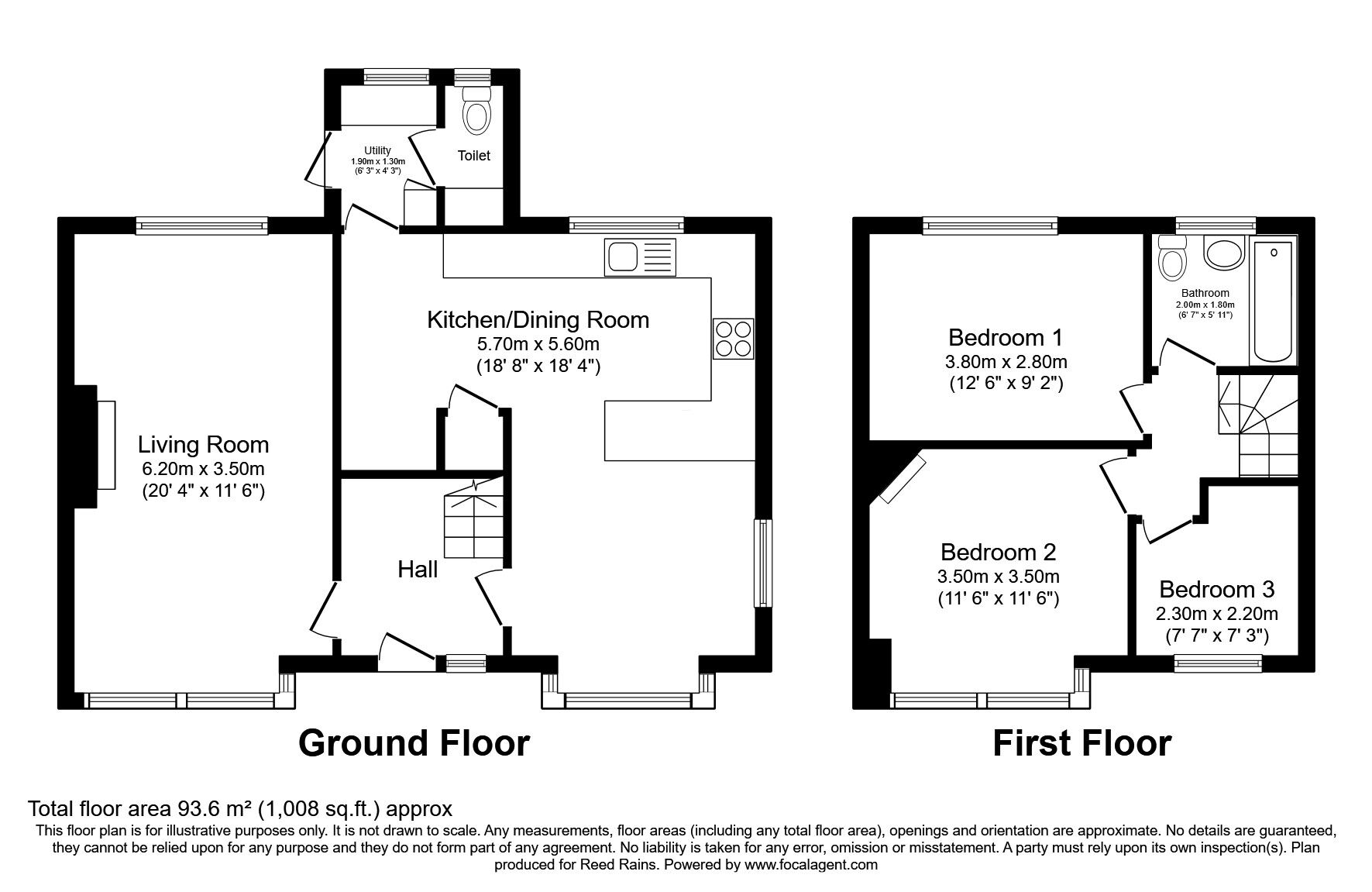 Floorplan of 3 bedroom Semi Detached House for sale, Granville Road, Wilmslow, Cheshire, SK9