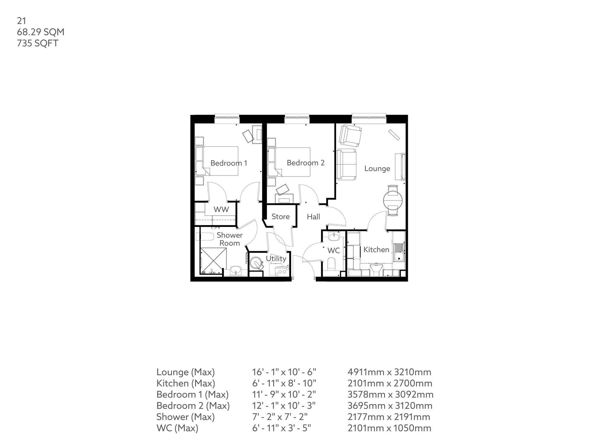 Floorplan of 2 bedroom  Flat for sale, Coare Street, Macclesfield, Cheshire, SK10