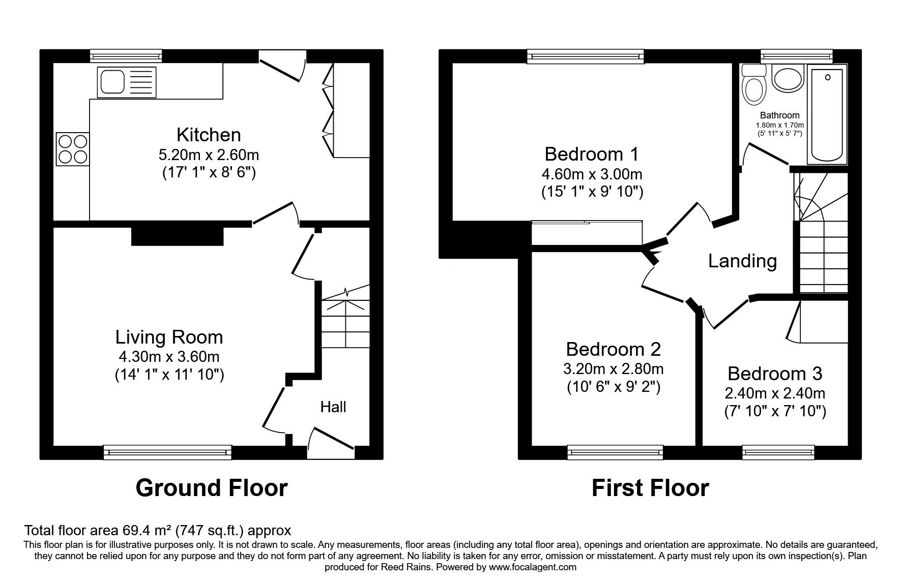 Floorplan of 3 bedroom Mid Terrace House for sale, Lindfield Estate South, Wilmslow, Cheshire, SK9