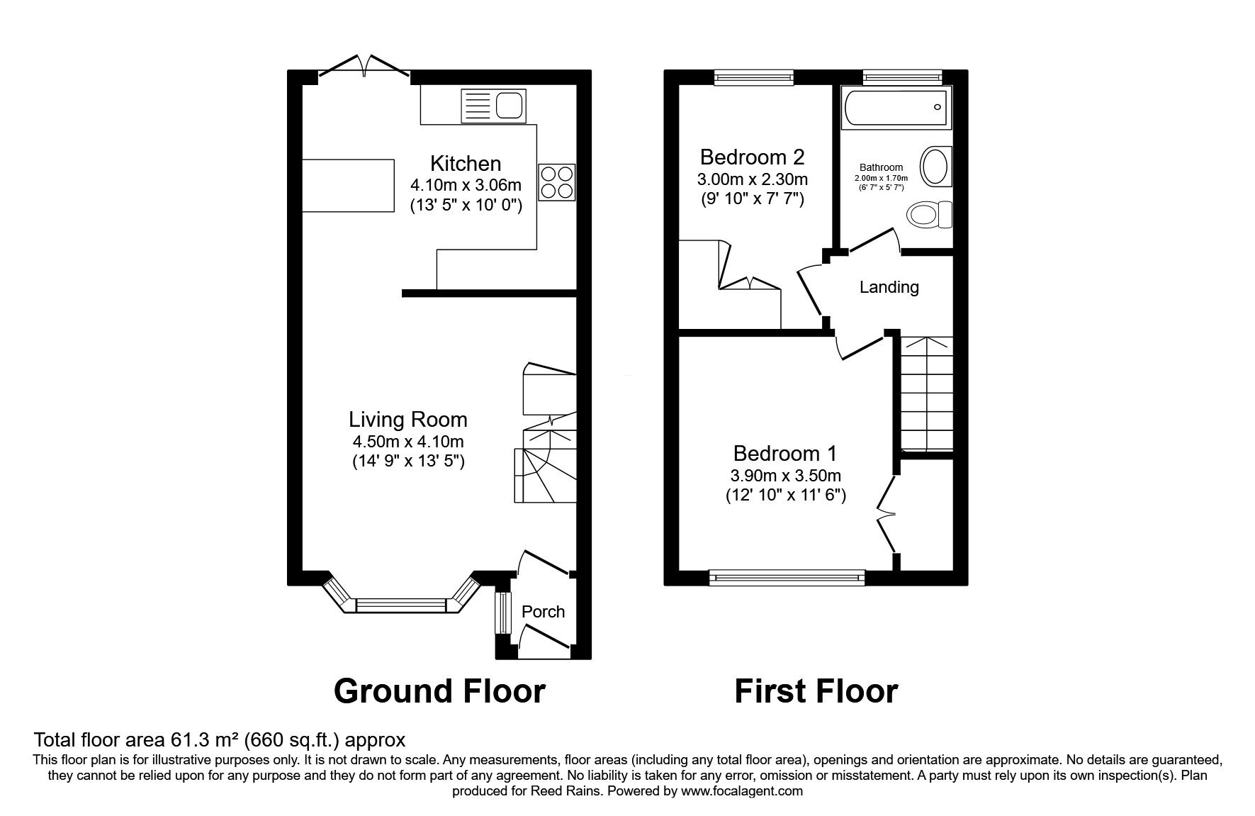 Floorplan of 2 bedroom Mid Terrace House for sale, Daresbury Close, Wilmslow, Cheshire, SK9