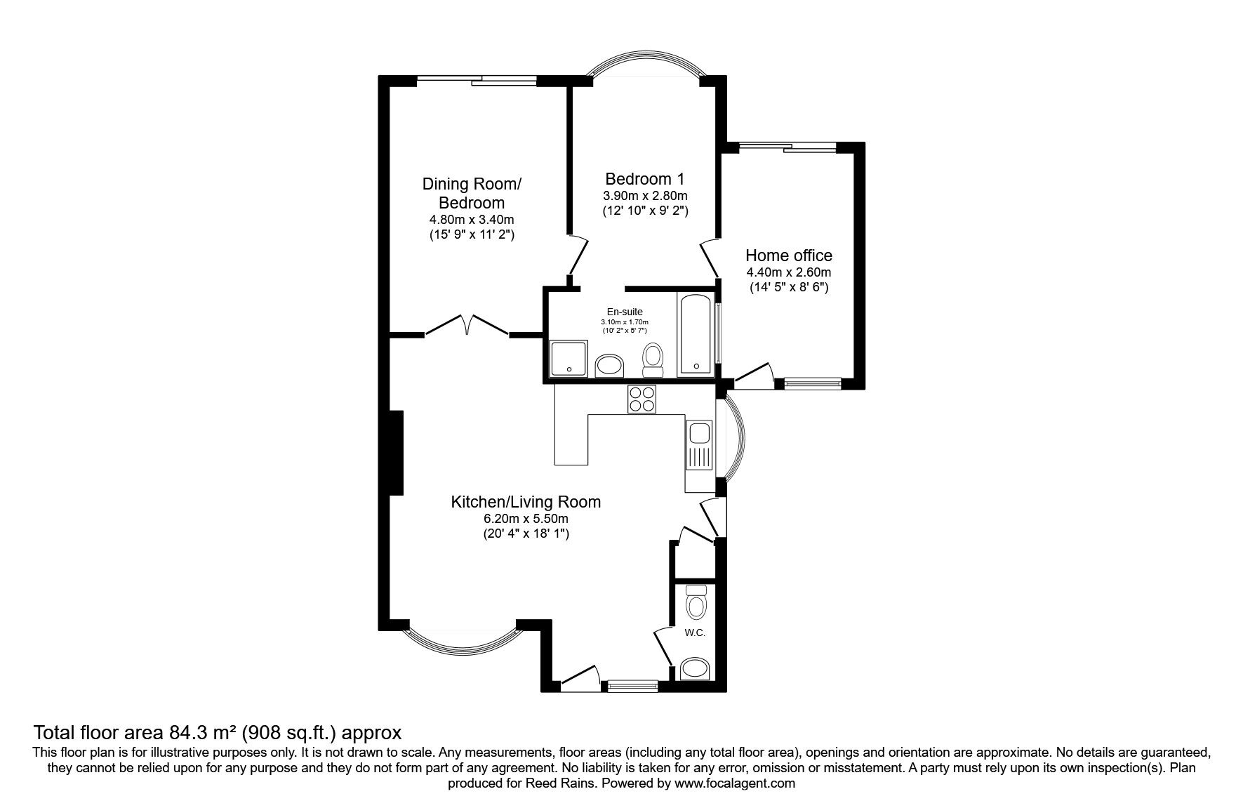 Floorplan of 2 bedroom Link Detached Bungalow for sale, Anderton Way, Handforth, Cheshire, SK9