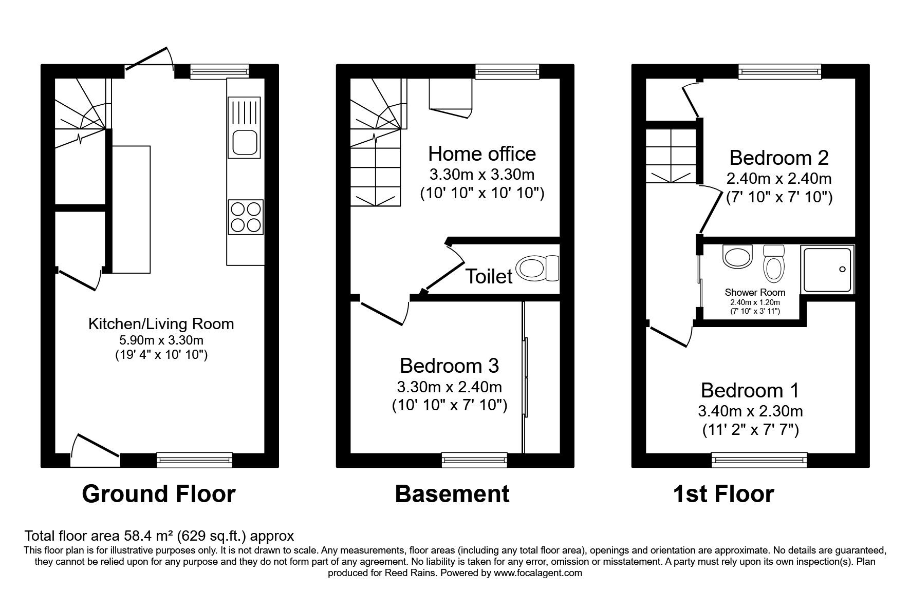 Floorplan of 3 bedroom Mid Terrace House for sale, Old Road, Wilmslow, SK9