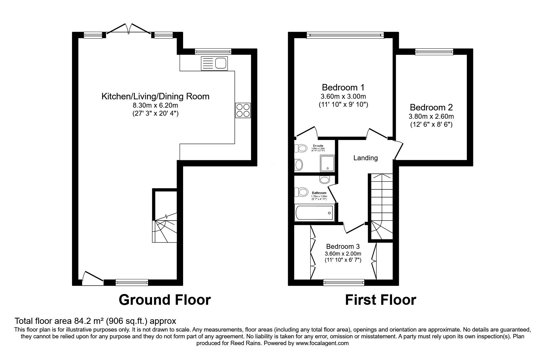 Floorplan of 3 bedroom End Terrace House for sale, Mill Street, Wilmslow, Cheshire, SK9