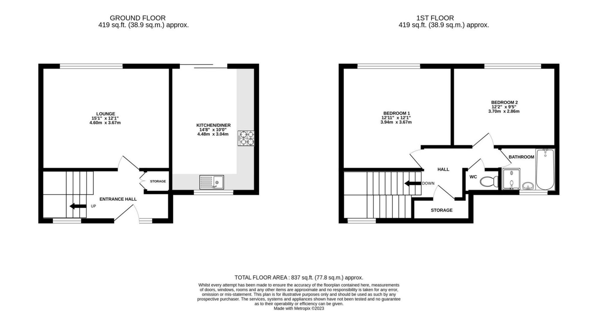 Floorplan of 2 bedroom End Terrace House to rent, Peckforton Walk, Wilmslow, Cheshire, SK9