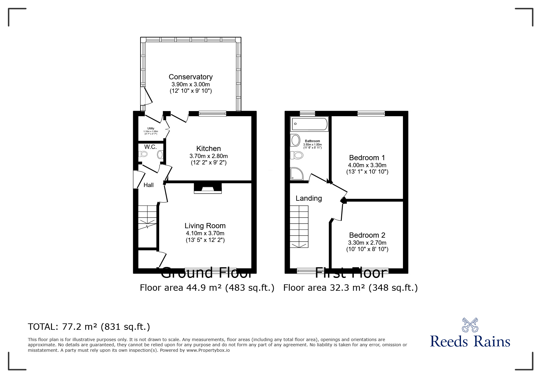 Floorplan of 2 bedroom End Terrace House for sale, Lindfield Estate South, Wilmslow, Cheshire, SK9