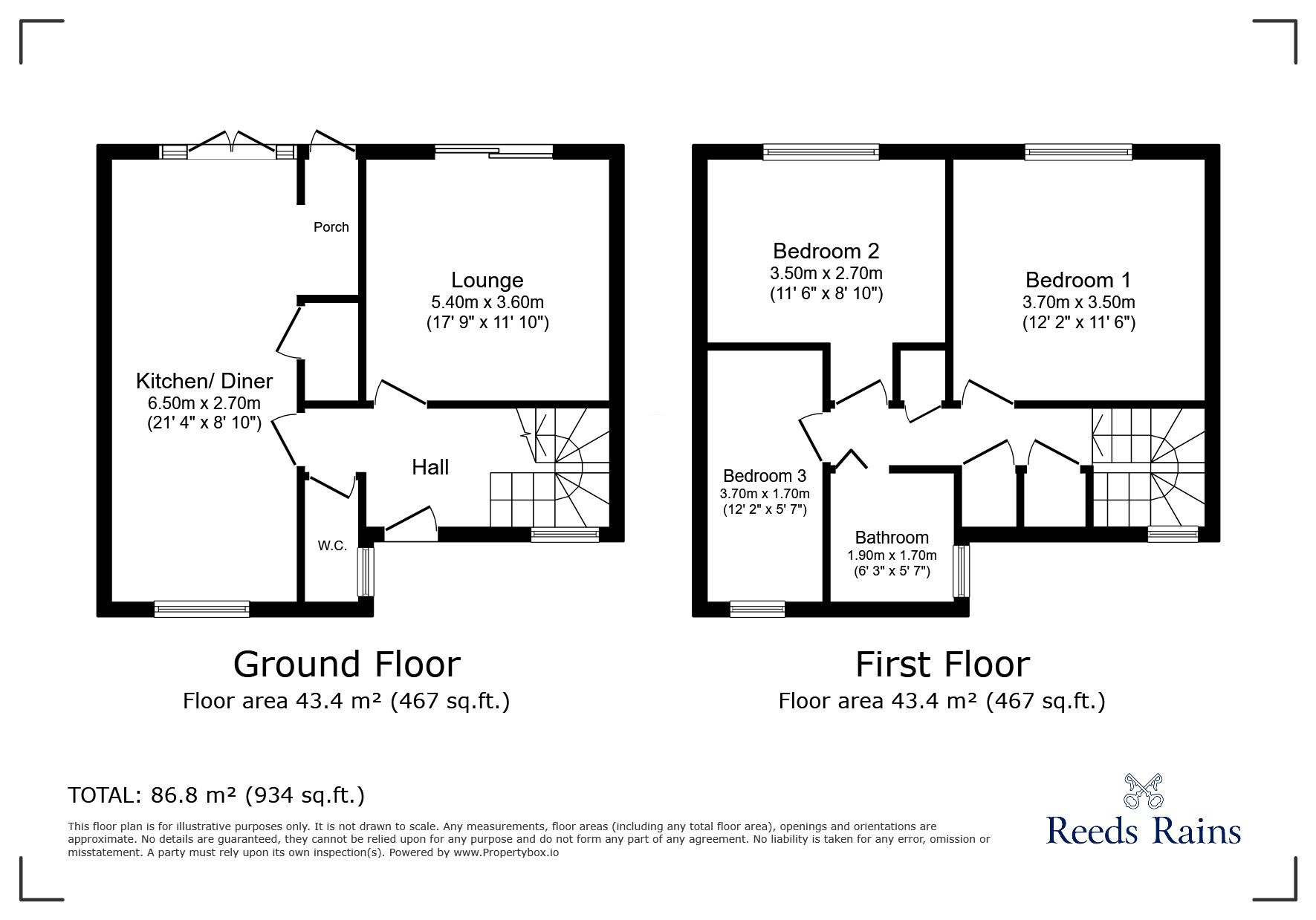 Floorplan of 3 bedroom Mid Terrace House for sale, Peckforton Walk, Wilmslow, Cheshire, SK9