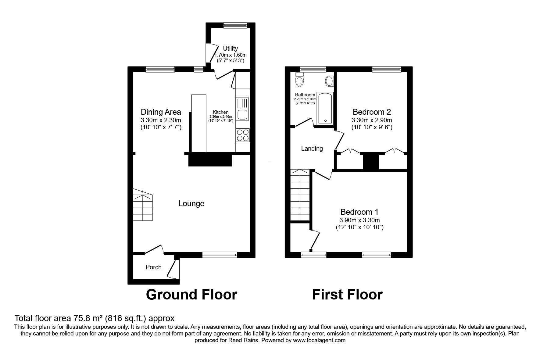 Floorplan of 2 bedroom End Terrace House for sale, Clough Avenue, Wilmslow, Cheshire, SK9