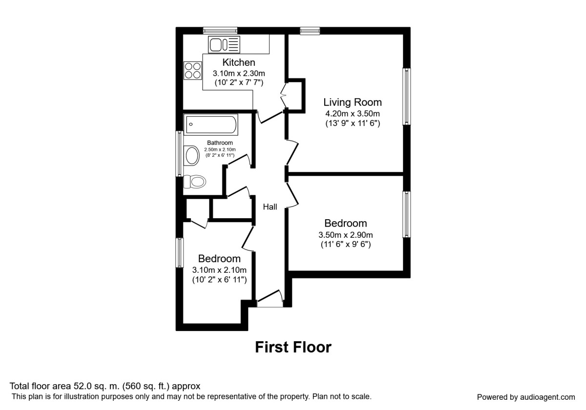 Floorplan of 2 bedroom  Flat to rent, Reney Avenue, Sheffield, S8