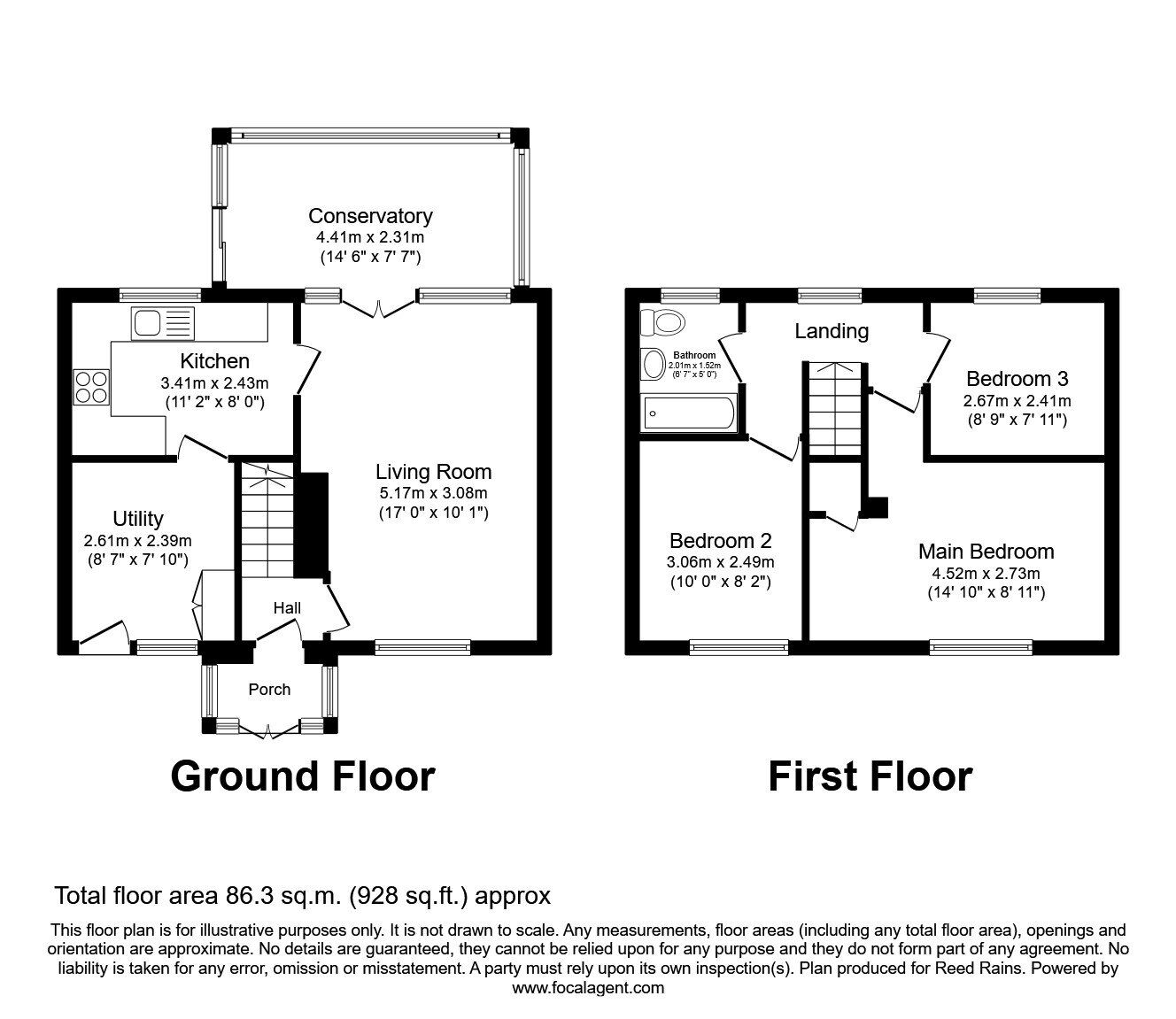 Floorplan of 3 bedroom Mid Terrace House to rent, Lowedges Road, Sheffield, South Yorkshire, S8