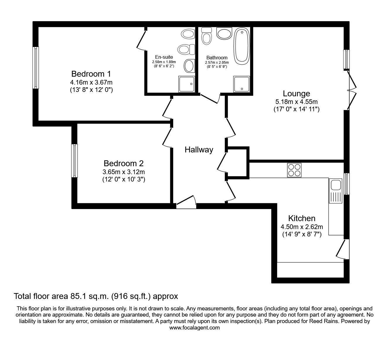 Floorplan of 2 bedroom  Flat for sale, Millhouses Lane, Sheffield, South Yorkshire, S11