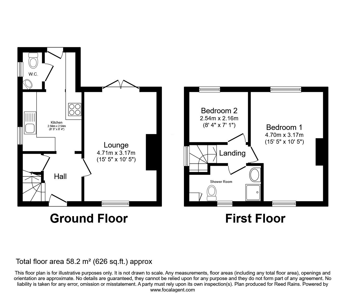 Floorplan of 2 bedroom Semi Detached House for sale, Cawdor Road, Sheffield, South Yorkshire, S2