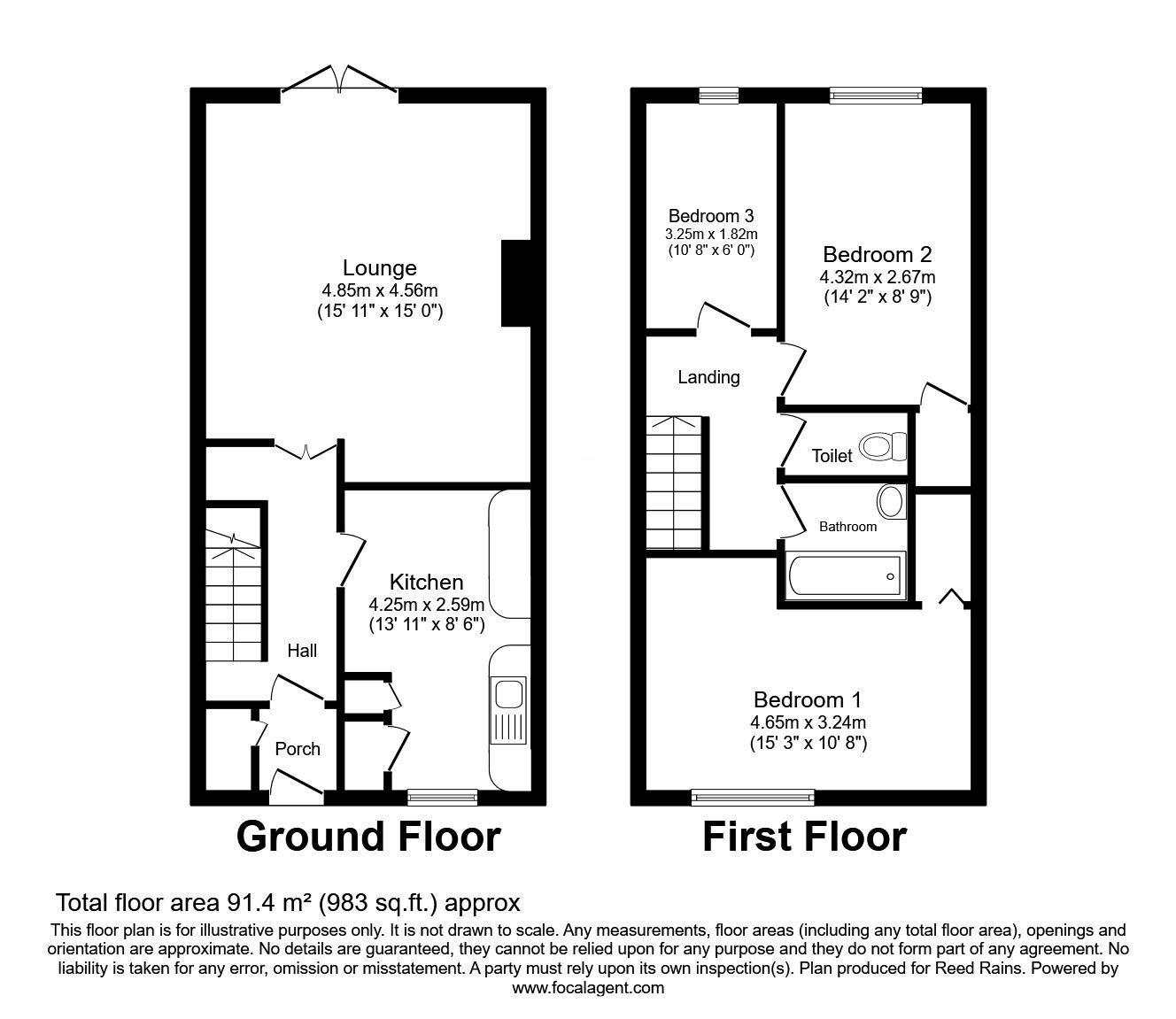 Floorplan of 3 bedroom End Terrace House for sale, Constable Place, Sheffield, South Yorkshire, S14