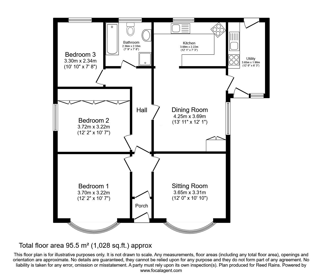 Floorplan of 3 bedroom Detached Bungalow for sale, Greenhill Avenue, Sheffield, South Yorkshire, S8