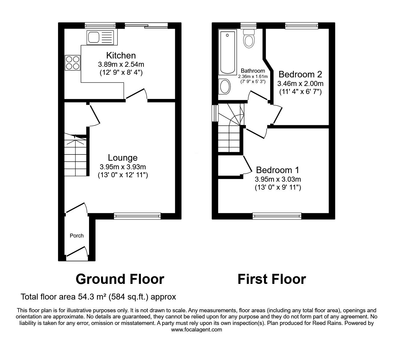 Floorplan of 2 bedroom Semi Detached House for sale, Wulfric Road, Sheffield, South Yorkshire, S2