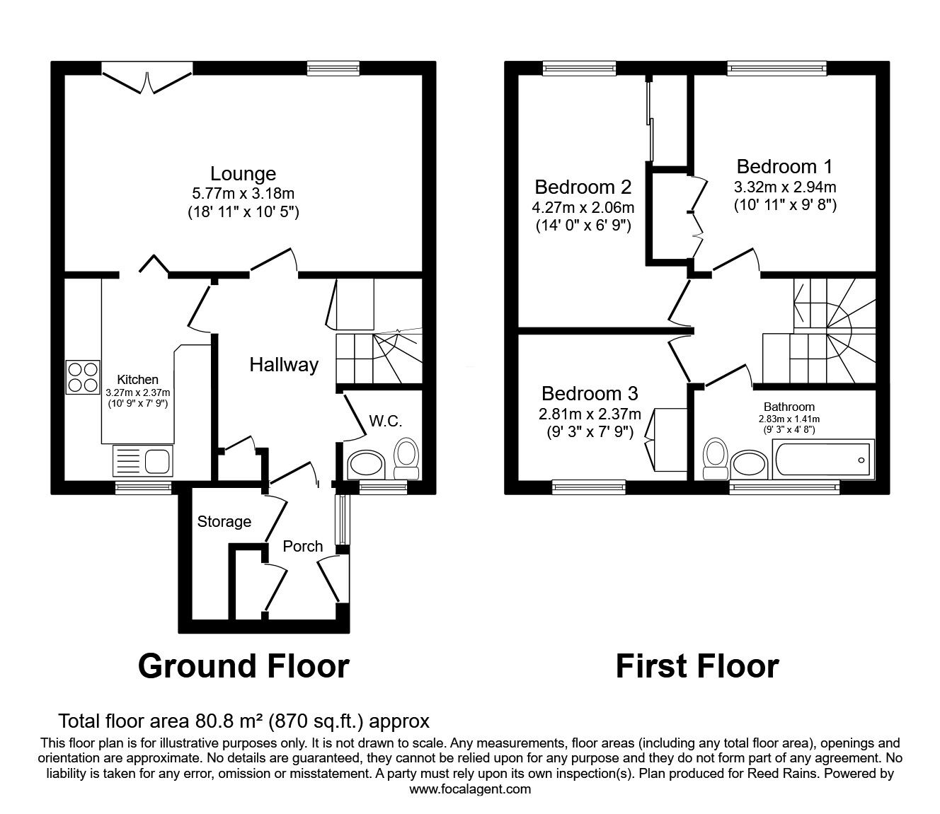 Floorplan of 3 bedroom Mid Terrace House for sale, Hazlebarrow Crescent, Sheffield, South Yorkshire, S8