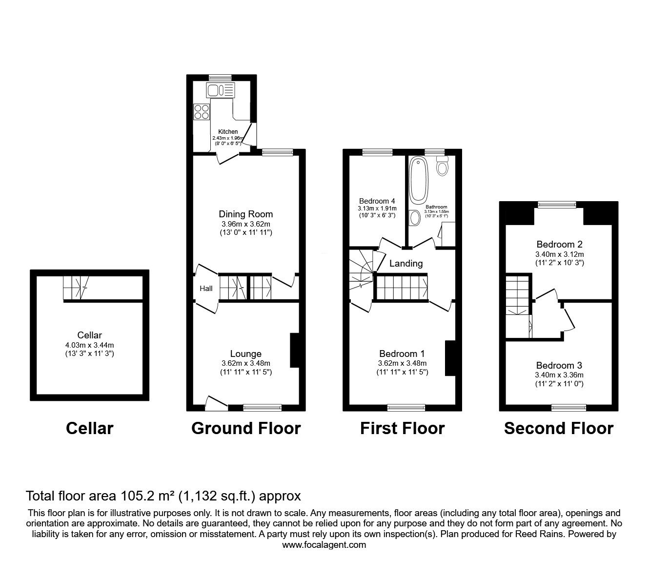 Floorplan of 4 bedroom End Terrace House for sale, Olive Grove Road, Sheffield, South Yorkshire, S2