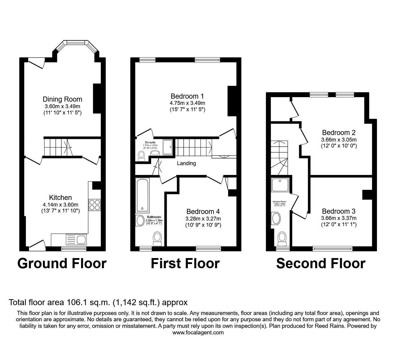 Floorplan of 4 bedroom Mid Terrace House for sale, Springvale Road, Sheffield, South Yorkshire, S10