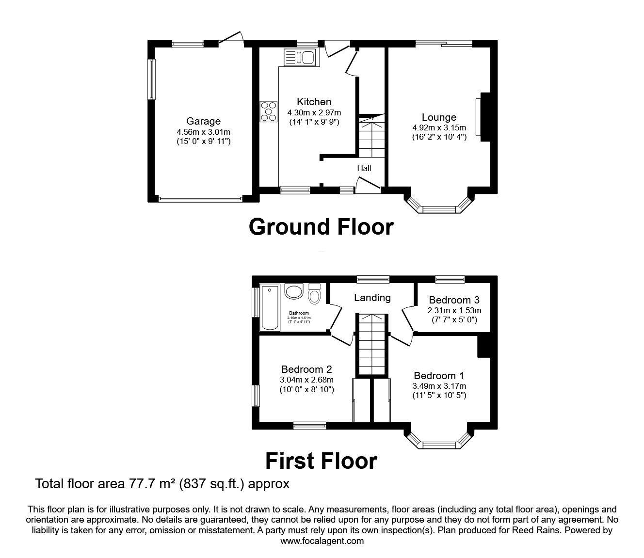 Floorplan of 3 bedroom Semi Detached House to rent, Glen View Road, Sheffield, South Yorkshire, S8