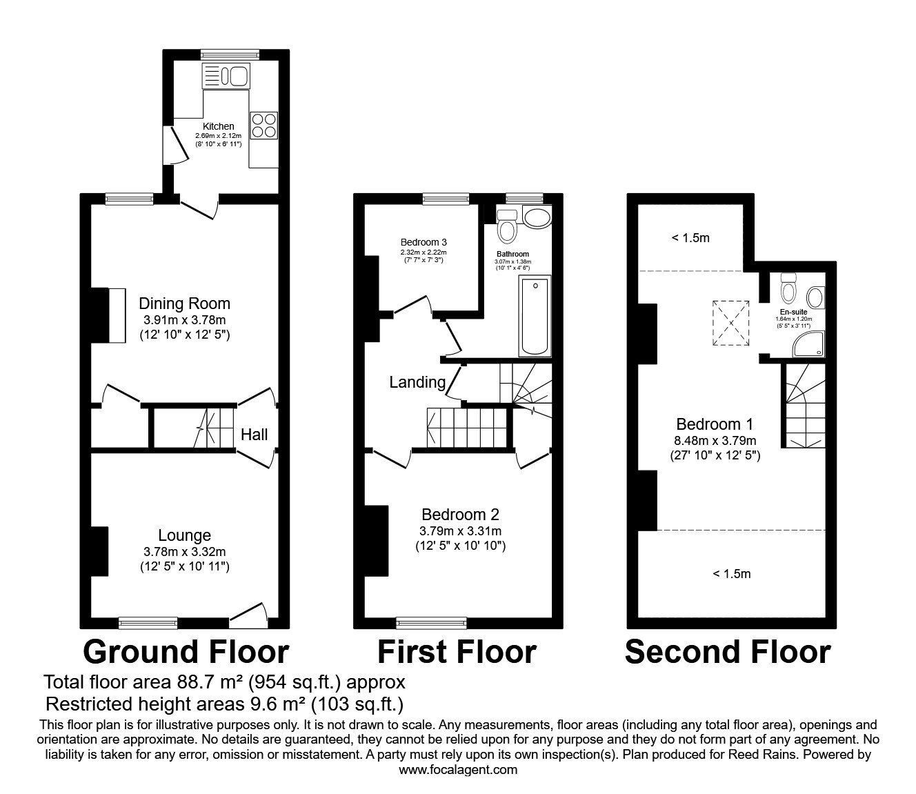 Floorplan of 3 bedroom End Terrace House to rent, Furnace Lane, Sheffield, South Yorkshire, S13