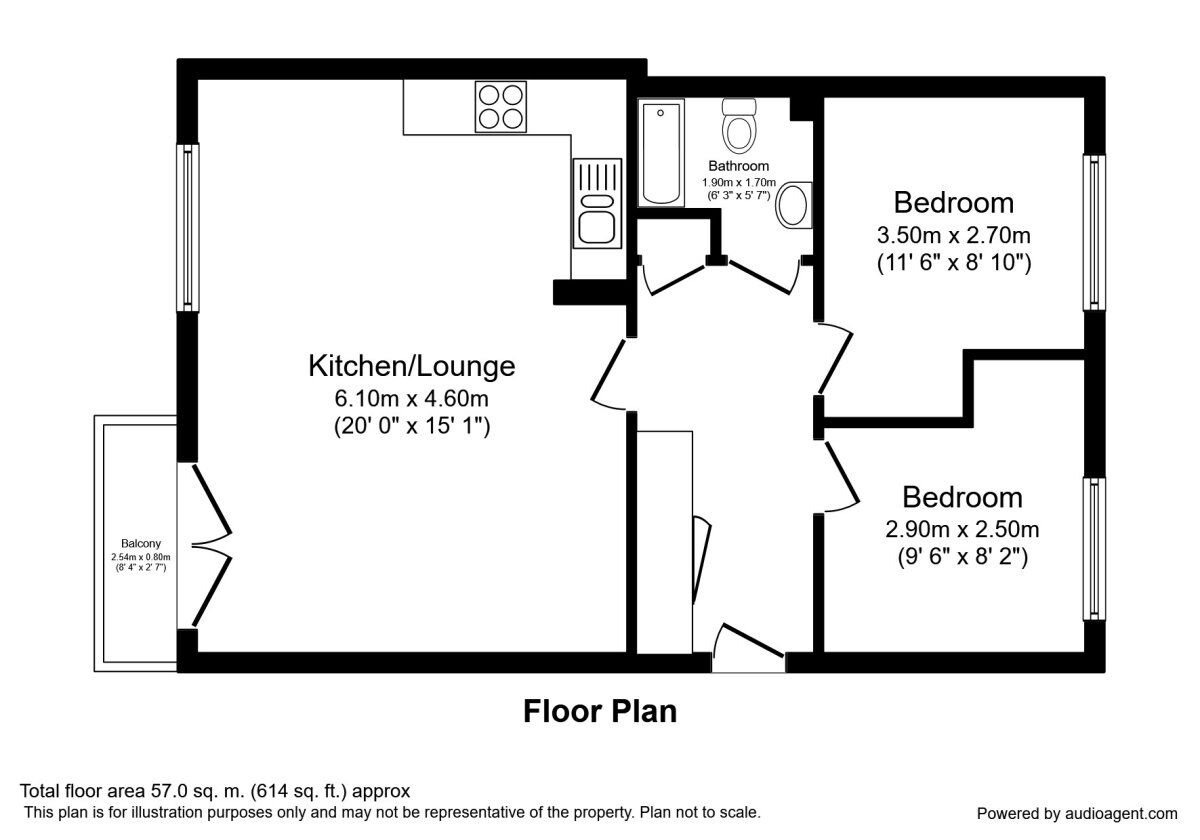 Floorplan of 2 bedroom  Flat for sale, Beeches Bank, Sheffield, South Yorkshire, S2