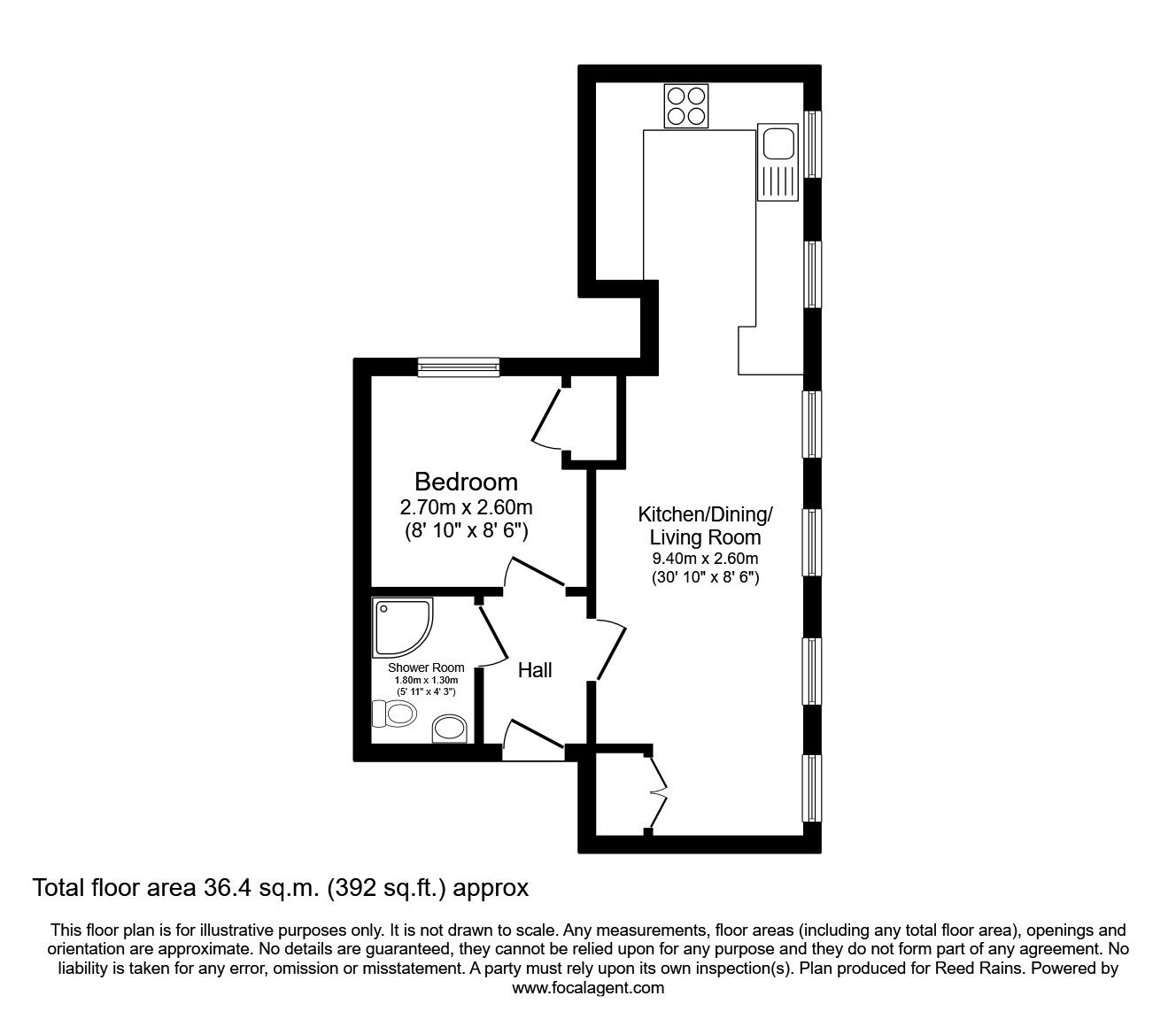 Floorplan of 1 bedroom  Flat to rent, Rydal Crescent, Sheffield, South Yorkshire, S8