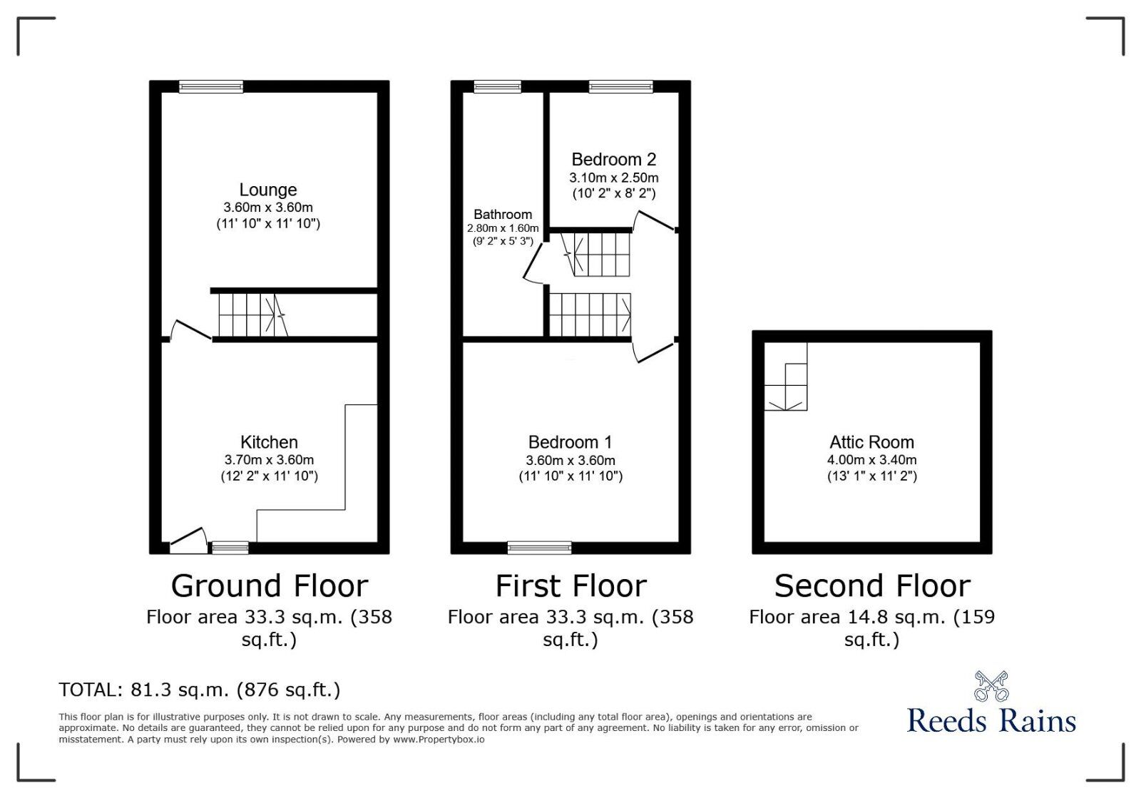 Floorplan of 3 bedroom End Terrace House to rent, Robinson Road, Sheffield, South Yorkshire, S2