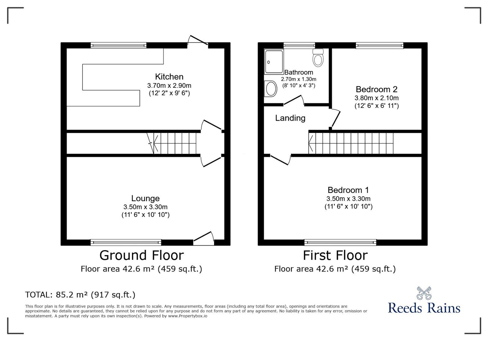 Floorplan of 2 bedroom Mid Terrace House to rent, Thirlmere Road, Sheffield, South Yorkshire, S8