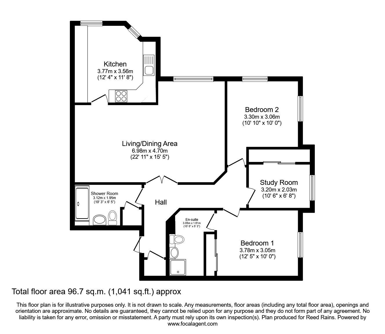 Floorplan of 3 bedroom  Flat to rent, Folkwood Grove, Sheffield, South Yorkshire, S11