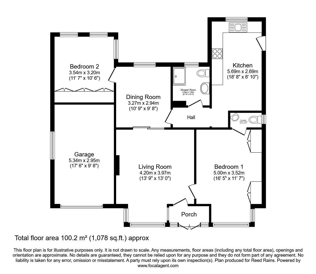 Floorplan of 2 bedroom Detached Bungalow for sale, Hutcliffe Wood Road, Sheffield, South Yorkshire, S8