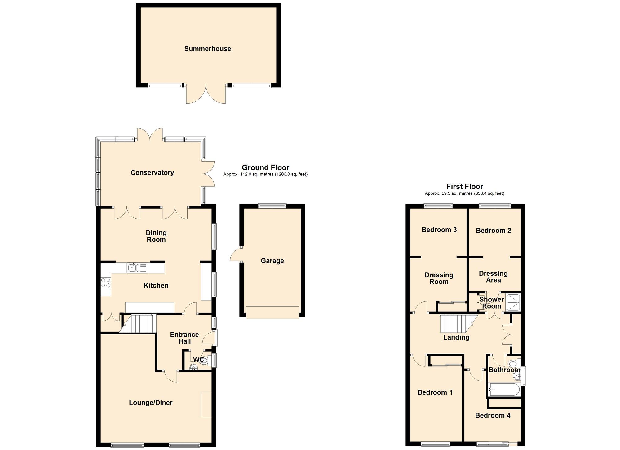 Floorplan of 4 bedroom Detached House for sale, Vyrnwy Close, Summerhill, Wrexham, LL11