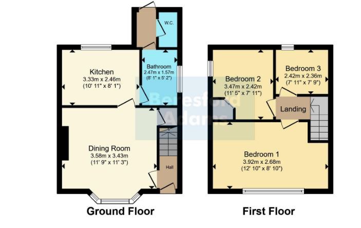 Floorplan of 3 bedroom End Terrace House for sale, New Houses, Pentre, Wrexham, LL14