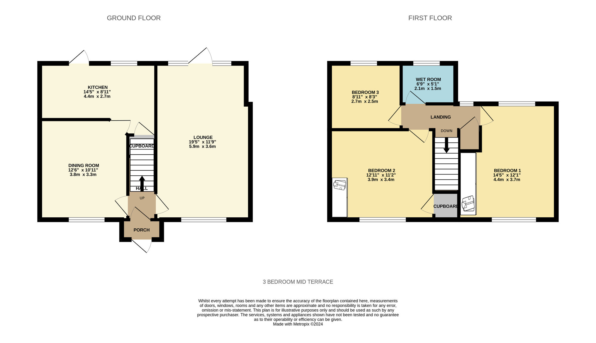 Floorplan of 3 bedroom Mid Terrace House for sale, Queens Road, Yardley, West Midlands, B26