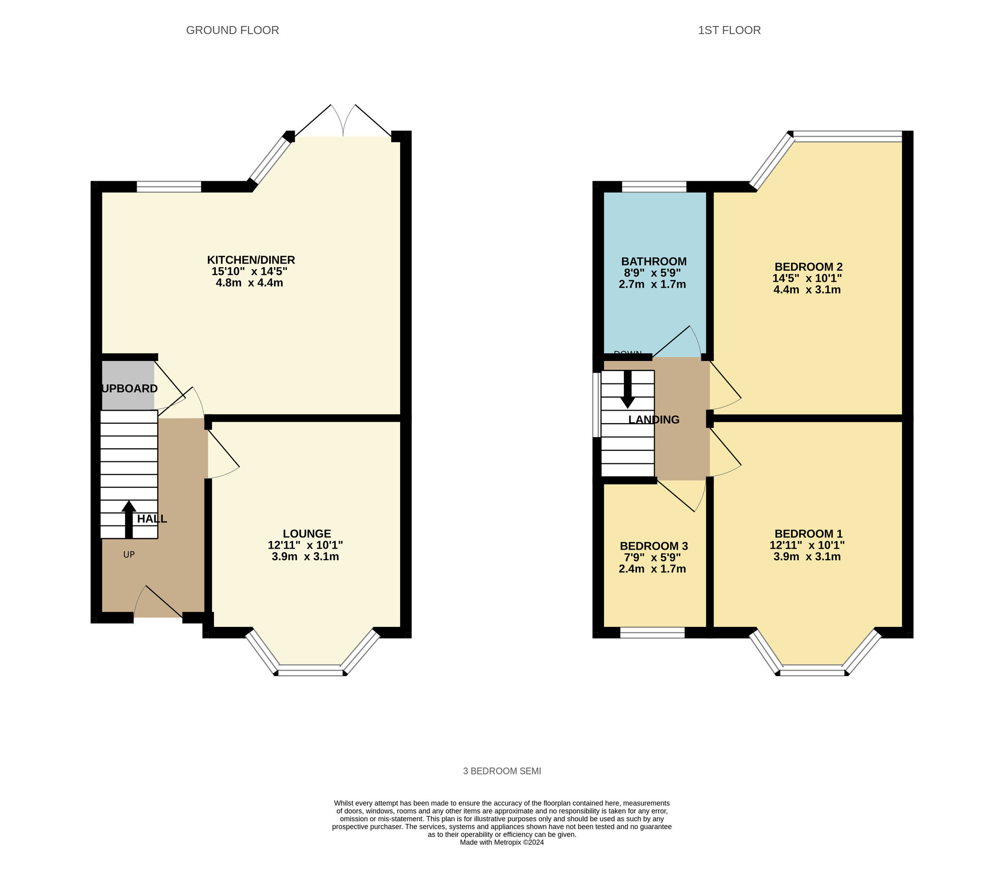 Floorplan of 3 bedroom Semi Detached House for sale, Charlbury Crescent, Birmingham, West Midlands, B26