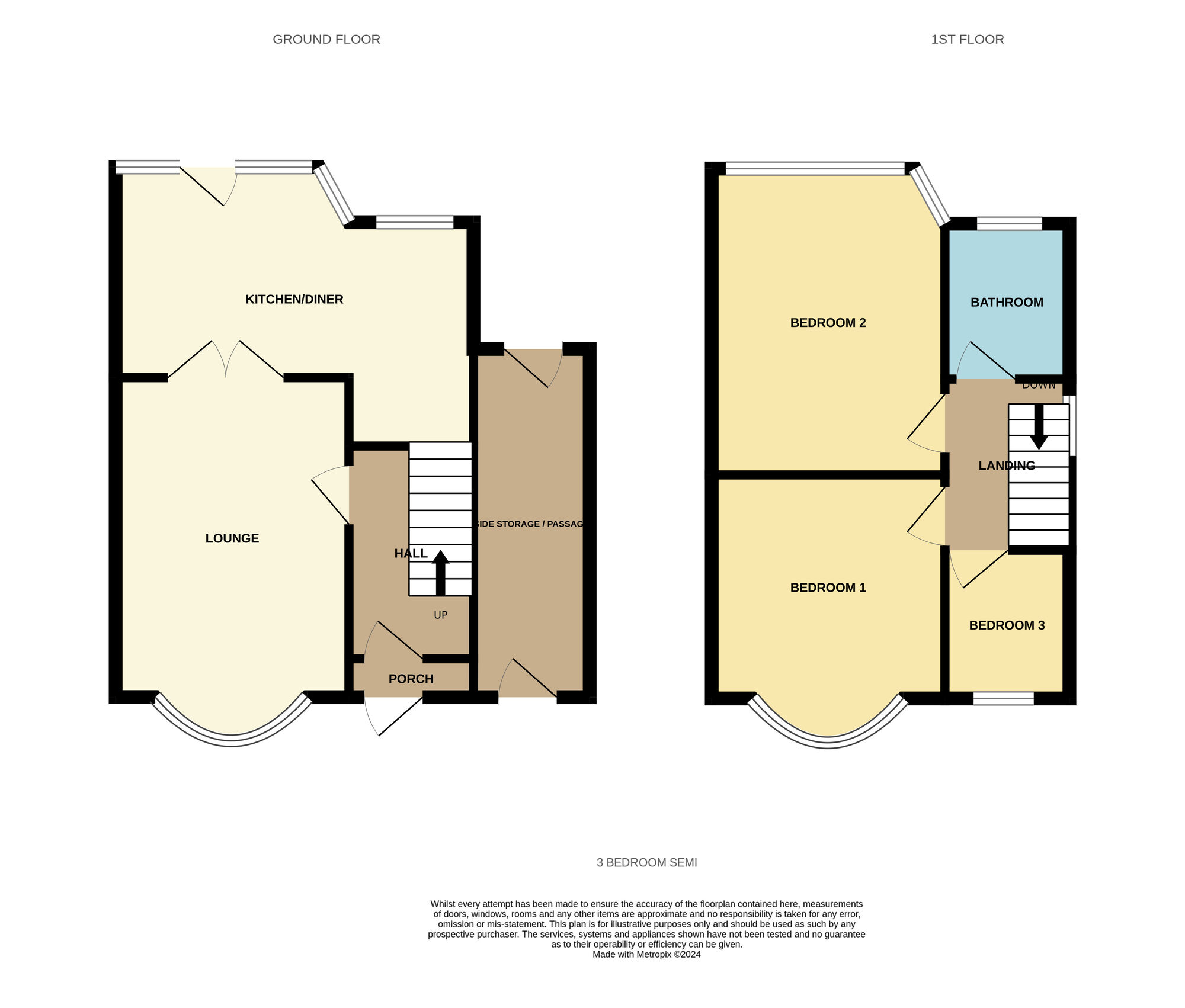 Floorplan of 3 bedroom Semi Detached House for sale, Herondale Road, Birmingham, West Midlands, B26