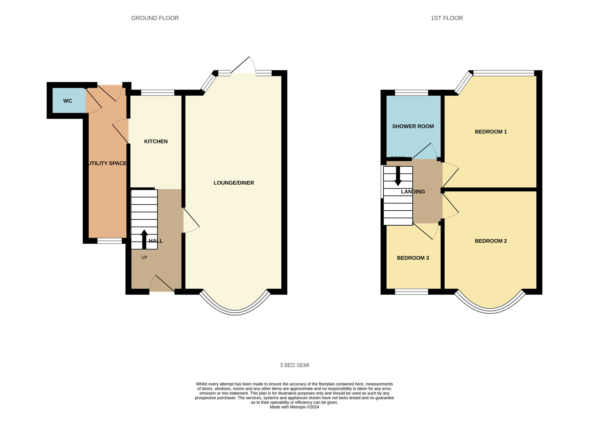 Floorplan of 3 bedroom Semi Detached House for sale, Petworth Grove, Birmingham, West Midlands, B26