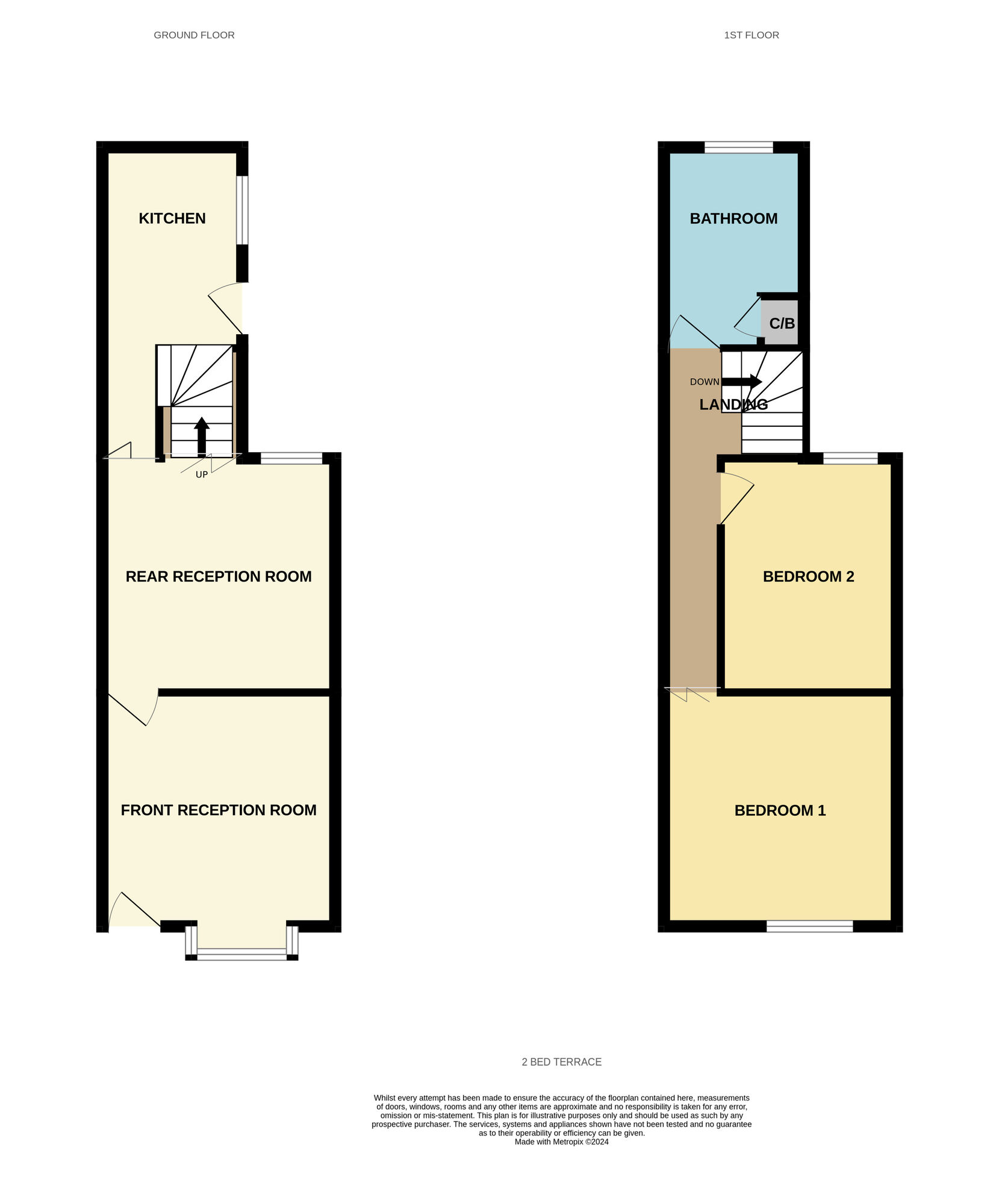 Floorplan of 2 bedroom Mid Terrace House for sale, Malmesbury Road, Birmingham, West Midlands, B10