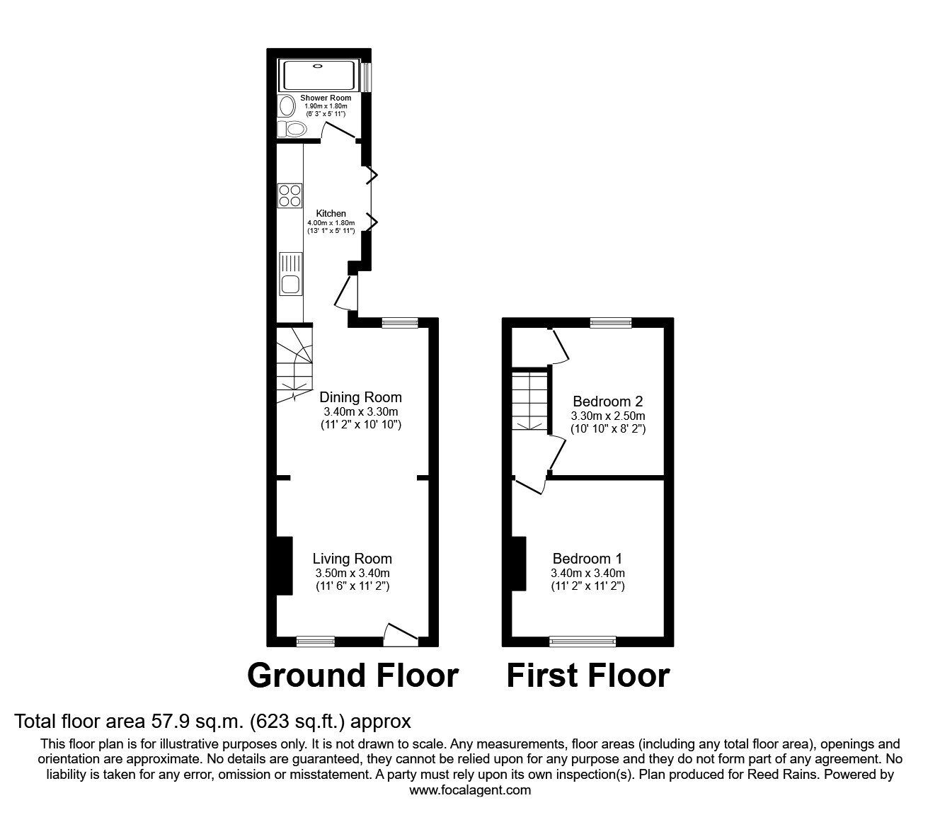 Floorplan of 2 bedroom Mid Terrace House to rent, Ruby Street, York, YO23