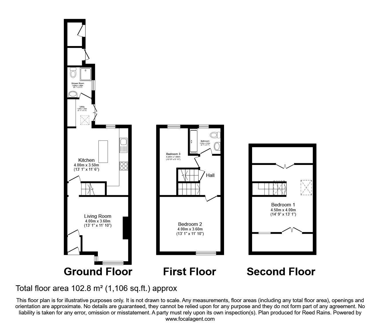 Floorplan of 3 bedroom Mid Terrace House for sale, Westwood Terrace, York, North Yorkshire, YO23