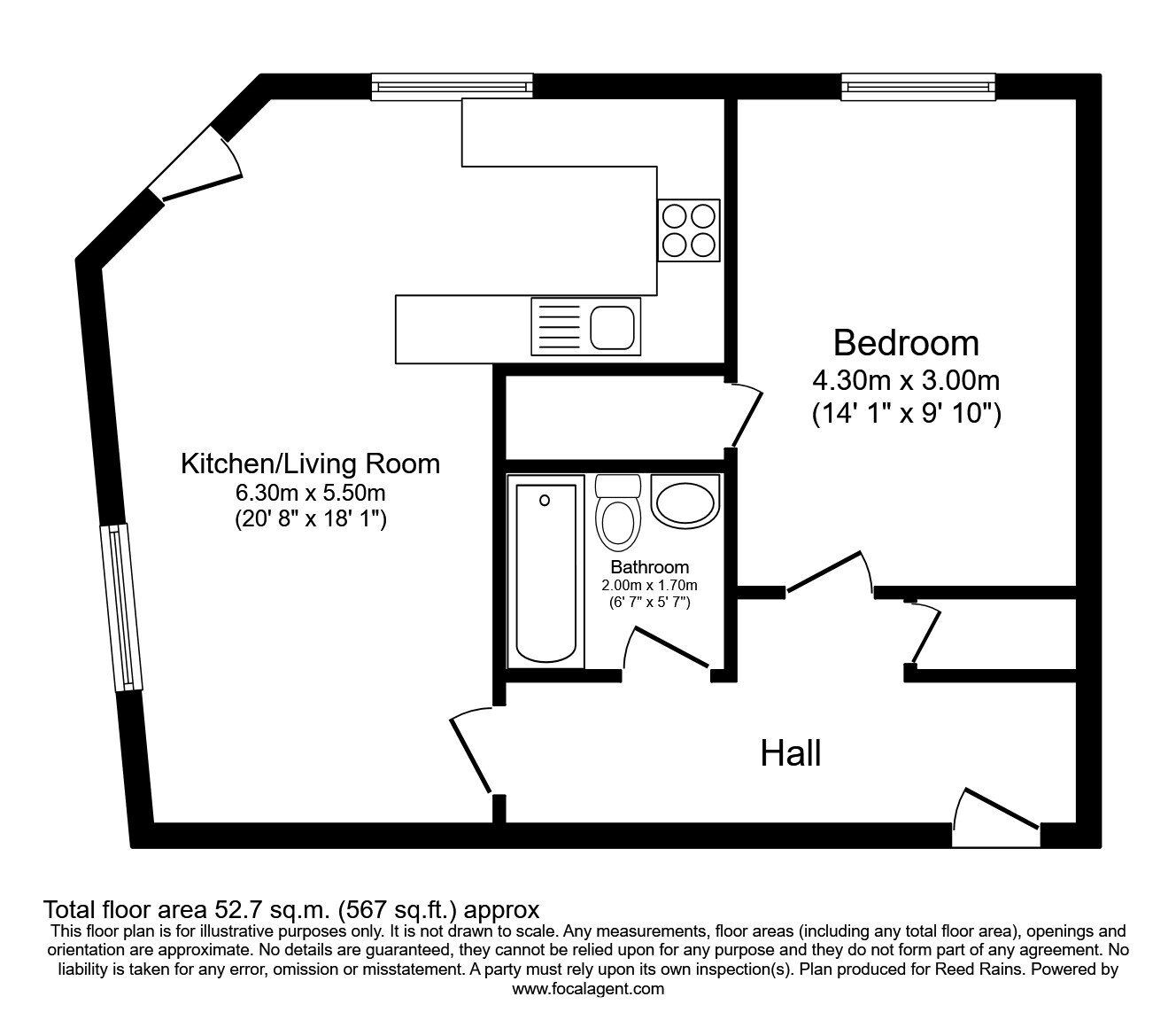 Floorplan of 1 bedroom  Flat to rent, Bright Street, York, North Yorkshire, YO26