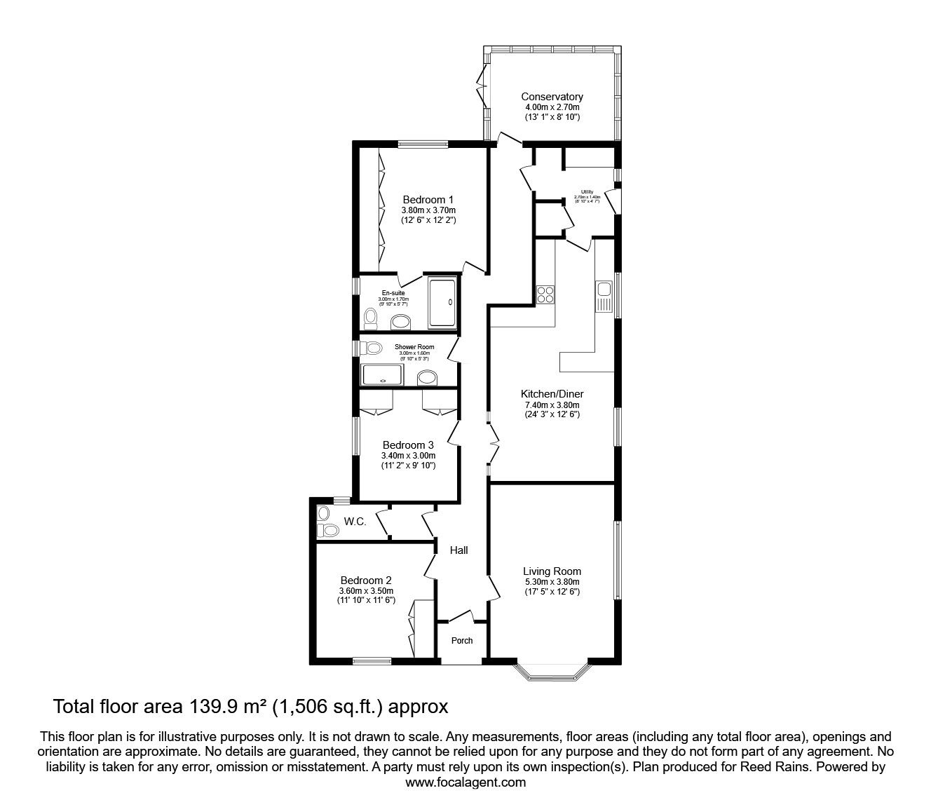 Floorplan of 3 bedroom Detached Bungalow for sale, Drome Road, Copmanthorpe, North Yorkshire, YO23