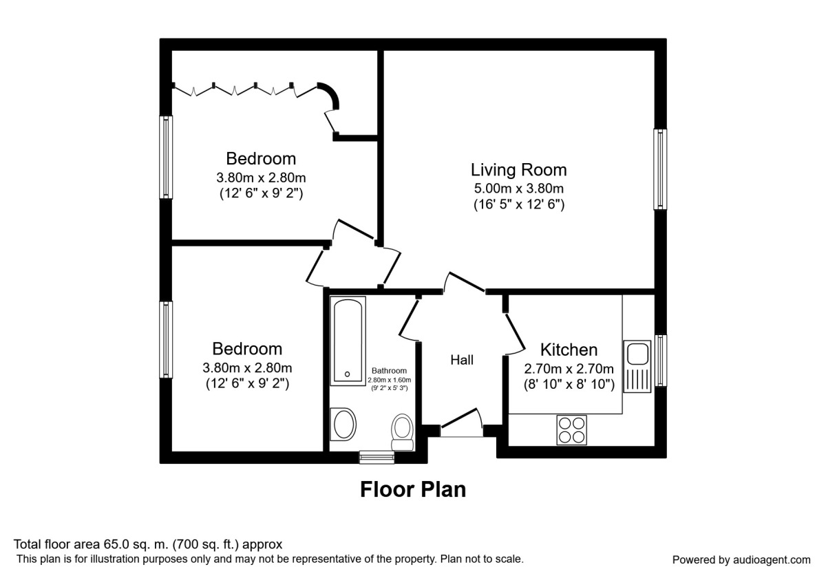 Floorplan of 2 bedroom Semi Detached Bungalow to rent, Patterdale Drive, York, North Yorkshire, YO30