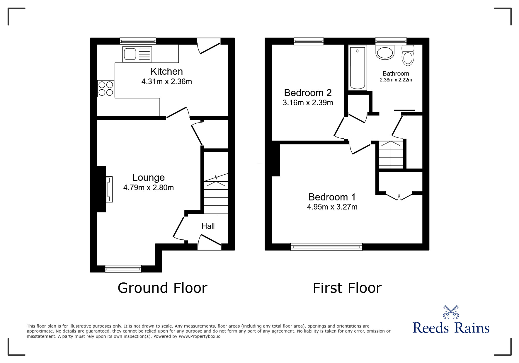 Floorplan of 2 bedroom Mid Terrace House to rent, Burlington Avenue, York, North Yorkshire, YO10