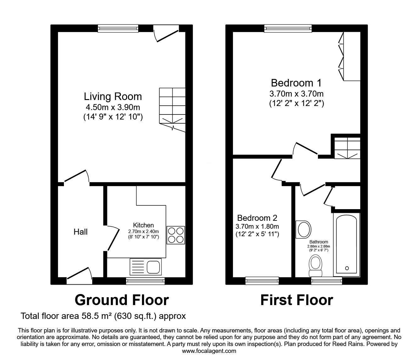 Floorplan of 2 bedroom Mid Terrace House for sale, Regents Court, York, North Yorkshire, YO26