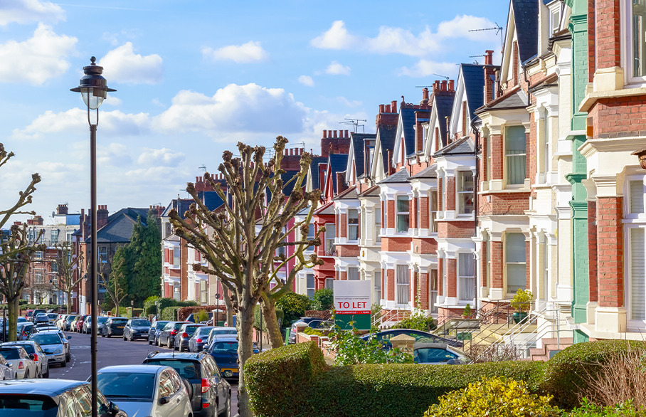 Row of terrace homes